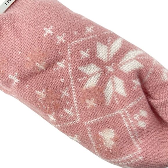 Marilyn Monroe Sherpa Lined Slipper Socks Pink Snowflake No-Slip Grip Bottom NWT - Picture 2 of 8
